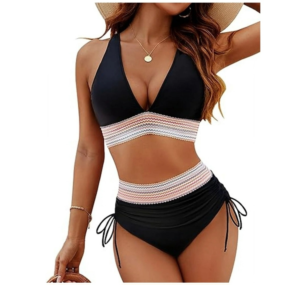 Zuvebamyo Women's High Waisted Bikini Swimsuit Bathing Suits Black XL